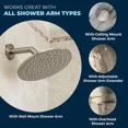 thumbnail image 4 of ALL METAL 8 Inch Rain Shower Head Polished Chrome | 2.5 GPM High Flow Rainfall Showerhead with Pressure Optimization | Large Round Rainshower for Wall Mount, Overhead or Ceiling Mount Installations, 4 of 7