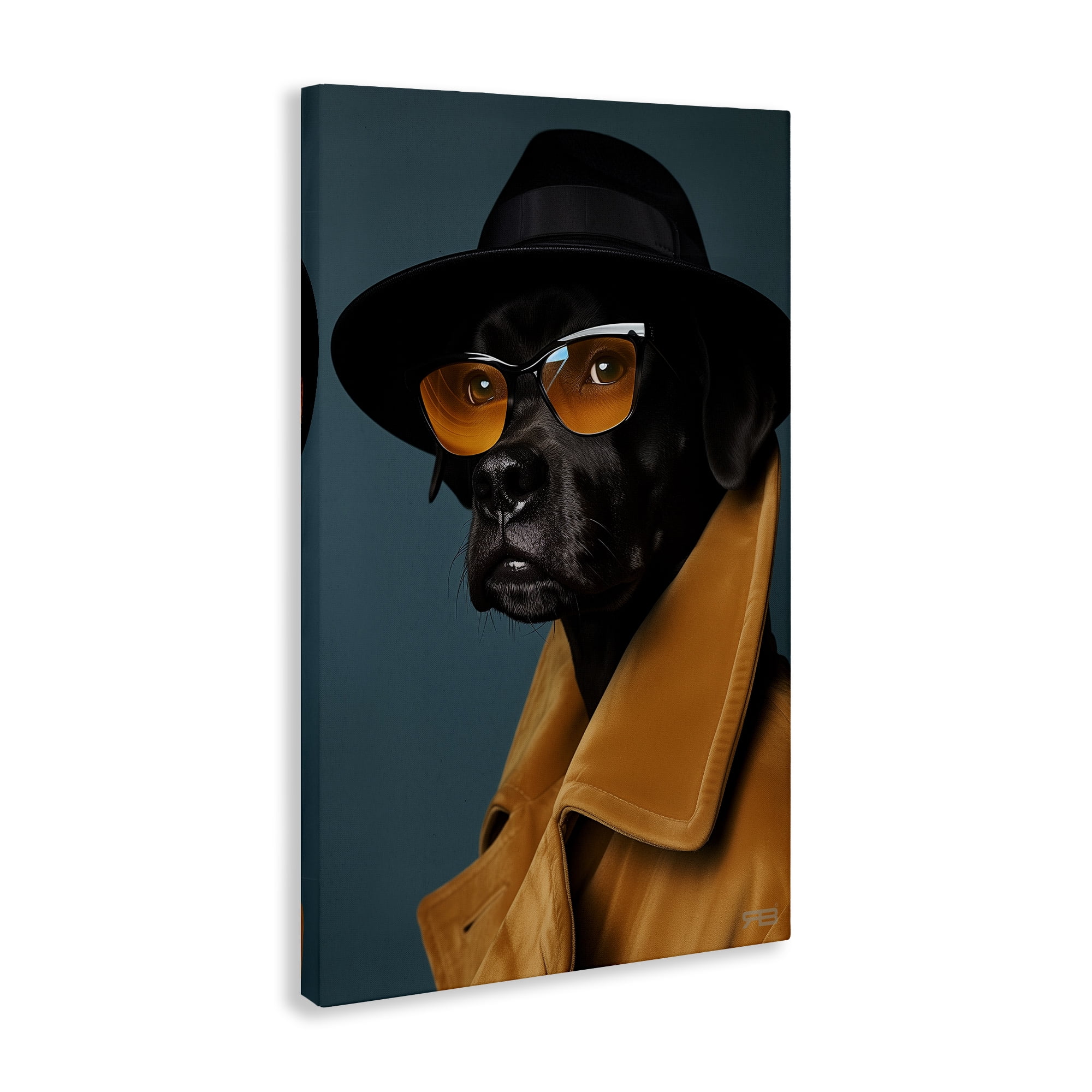 Stupell Industries Black Dog in Suit Animals & Insects Painting Gallery Wrapped Canvas Art Print Wall Art, 16 x 24