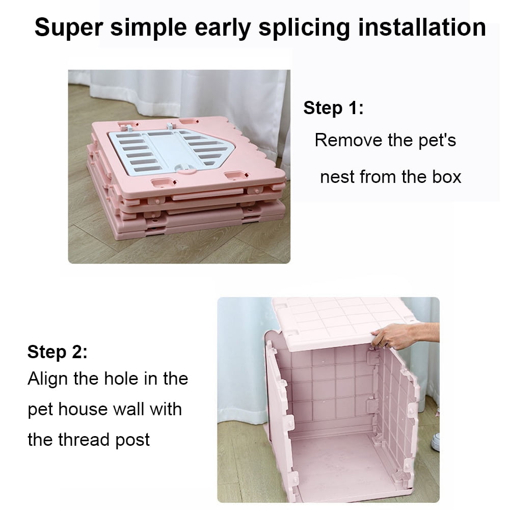 golytefs Plastic Cat House Stackable Feral Cat Shelter for Outdoor Indoor Use (Pink)