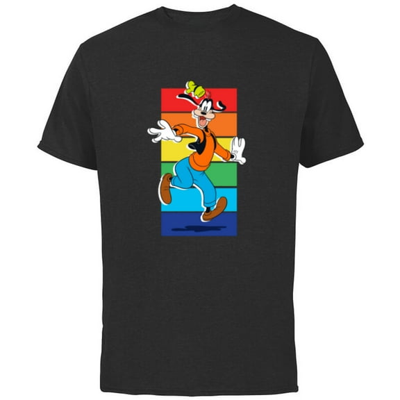 Disney Goofy Rainbow - Short Sleeve Cotton T-Shirt for Adults -Customized-Black