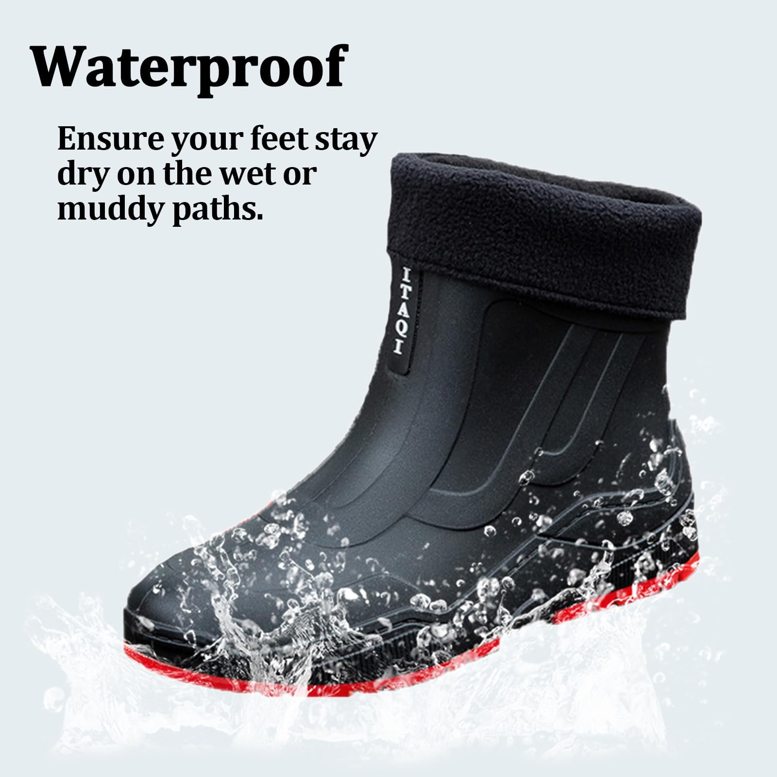 AUXDIQ Rain Boots Women Men Short Ankle Waterproof Rain Shoes Outdoor Garden Shoes