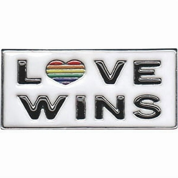 LGBTQ LOVE WINS - Original Artwork, Metal Enamel Lapel Pin - 0.55" x 1.2"