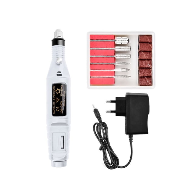Qarigey Taladro eléctrico tallado pluma conjunto desata el potencial creativo máquina portátil de mejora de uñas conjunto de molino de Juegos de manicura estándar de Europa Blanco