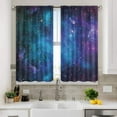 thumbnail image 2 of Galaxy Kitchen Curtains Out Space Wall Art Rod Pocket 27.5W x 36L Inch Blue Nebula Universe Room Decor Starry Star Fantasy Night Sky Printed Kids Boys Bedroom Dining Room Window Drapes 2 Panel, 2 of 6