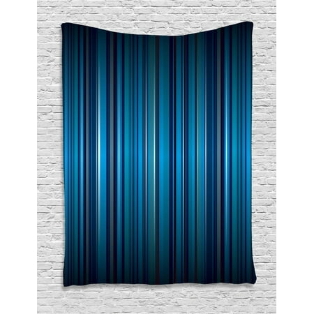Teal Blue Bedroom Decor Harbour Stripe Tapestry, Vibrant Nvay Blue Background with Thin Vertical Lines Modern Design, Wall Hanging for Bedroom Living Room Dorm Decor, Navy Blue Teal, by Ambesonne ()
