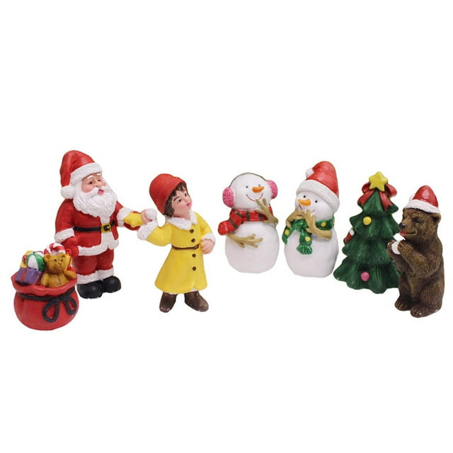 7 piezas decorativa estatua de Navidad resina Micro decoración figurita Kit para en de