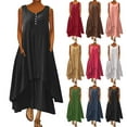 thumbnail image 1 of Gspmoly Robe d'Été, Mode Femmes Été Décontractée Unie à Col Rond Sans Manches Gilet Longue Robe Robes de Vacances pour Femmes Offres Prime, 1 of 5
