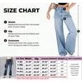 thumbnail image 3 of Women's High Waisted Stretch Pull On Flare Jeans, Dark Wash, with Elastic Waistband, Faded Detail and Wide Hem, Casual Bootcut Pants, 3 of 7