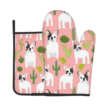 

Oven Gloves Hot Pads For Kitchen Decor French Bulldog Heat Resistant 2pcs For Cooking Baking Bbq