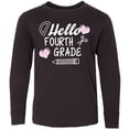 thumbnail image 3 of Inktastic Hello 4th Grade with Hearts and School Supplies Long Sleeve Youth T-Shirt, 3 of 5