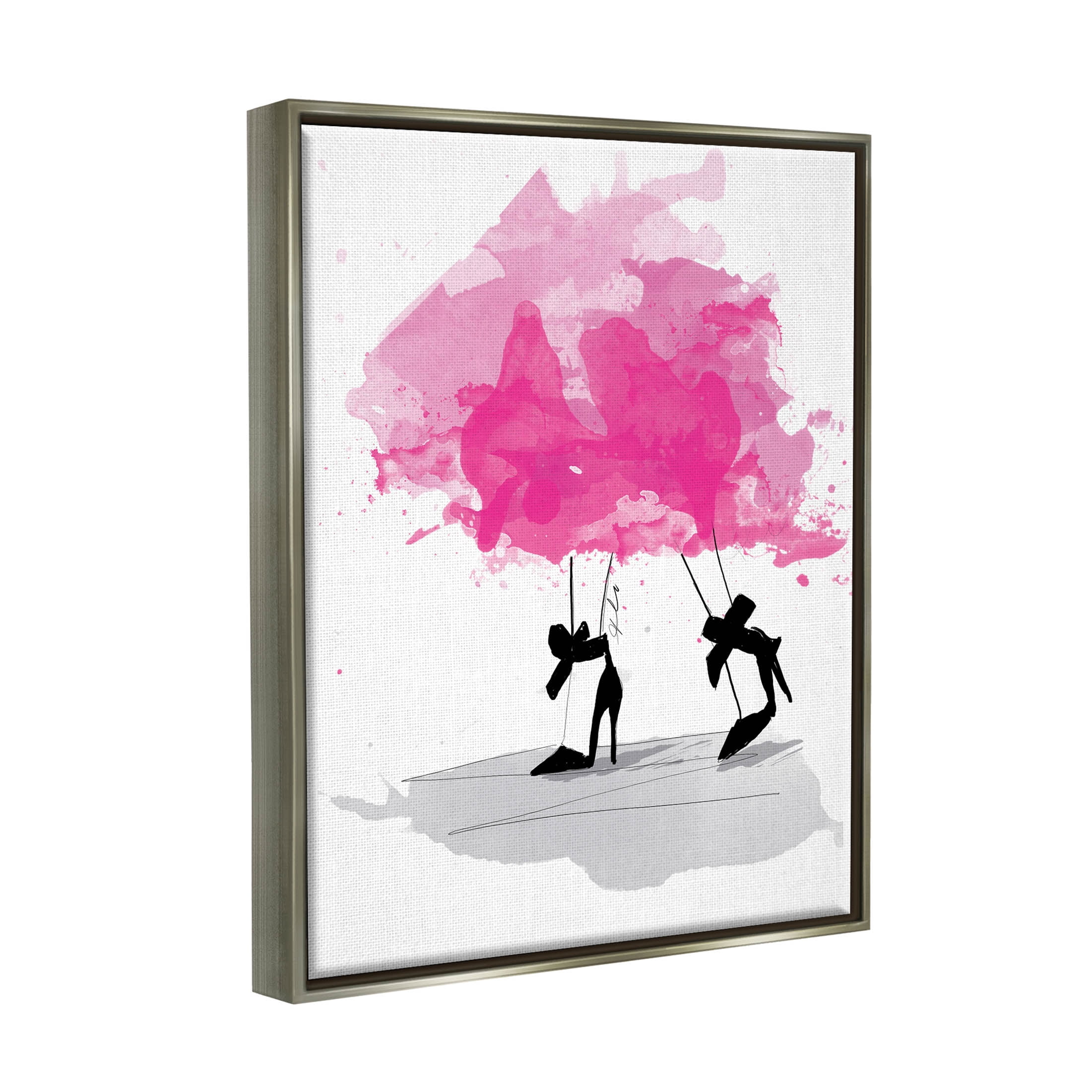 Stupell Industries Abstract Pink Fashion Heels Graphic Art Luster Gray Floating Framed Canvas Print Wall Art, Design by Alison Petrie