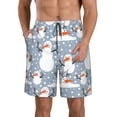 thumbnail image 1 of Balery Happy Snowmen Snowfall Traje de Baño Estilo Hawaiano para Hombre, Shorts de Secado Rápido con Bolsillos-Large, 1 of 6