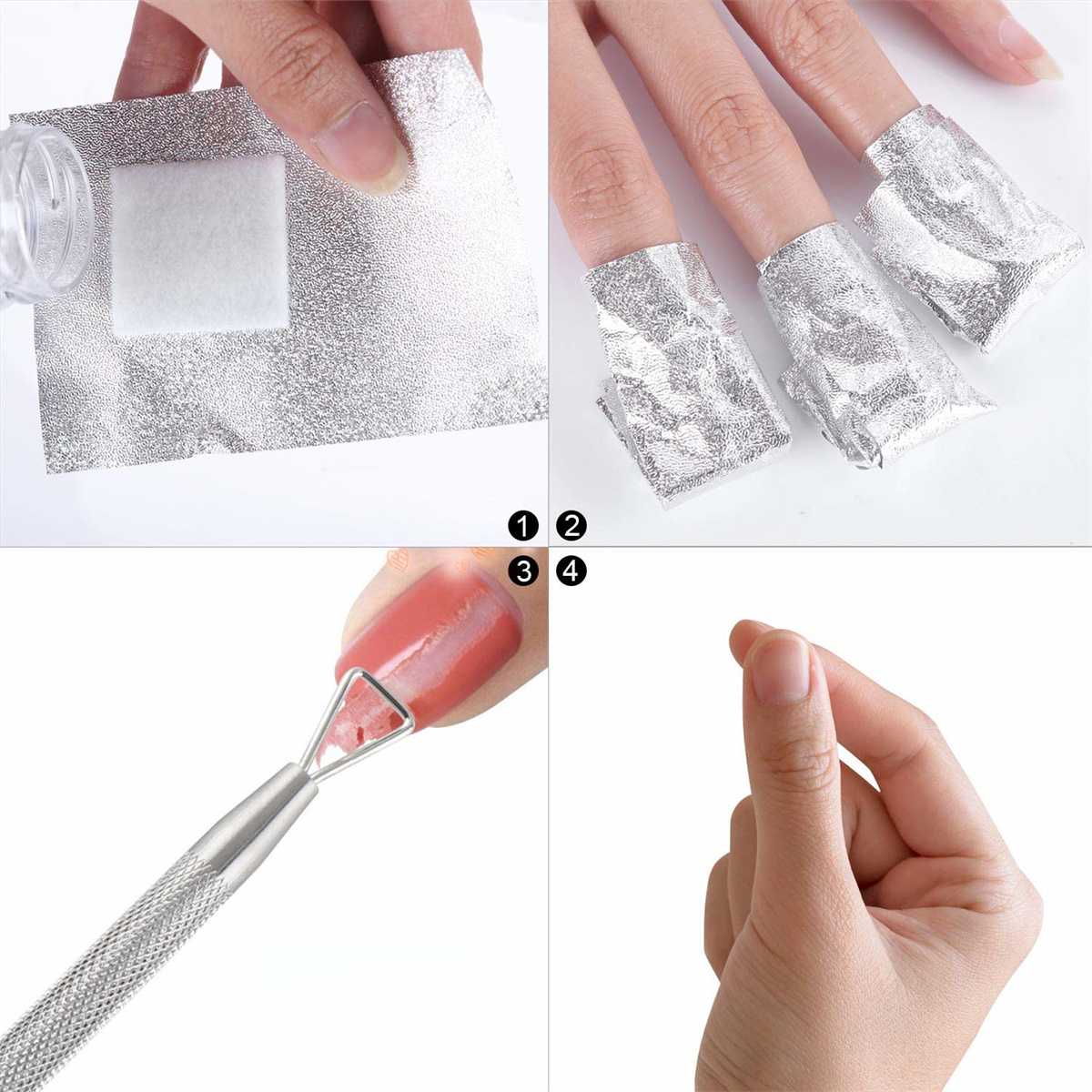 GIXUSIL 200Pieces Foil Nail Wraps, Finger Polish Wraps Removal Tool, Nail Polish Remover Soak-off Foil with Large Cotton Pad for Removal, Dip Powder, UV, Gel, Polish