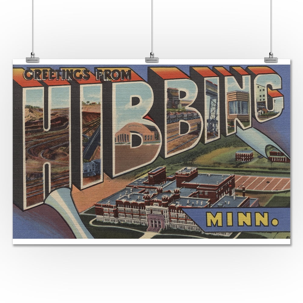 Hibbing, Minnesota Large Letter Scenes (24x36 Giclee Gallery Print