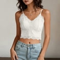 thumbnail image 6 of Inverlee Women's Lace Camisole Tops Built in Bra Round Neck Floral Print Tank Top Casual Stylish Comfort Boho Blouses White L, 6 of 6