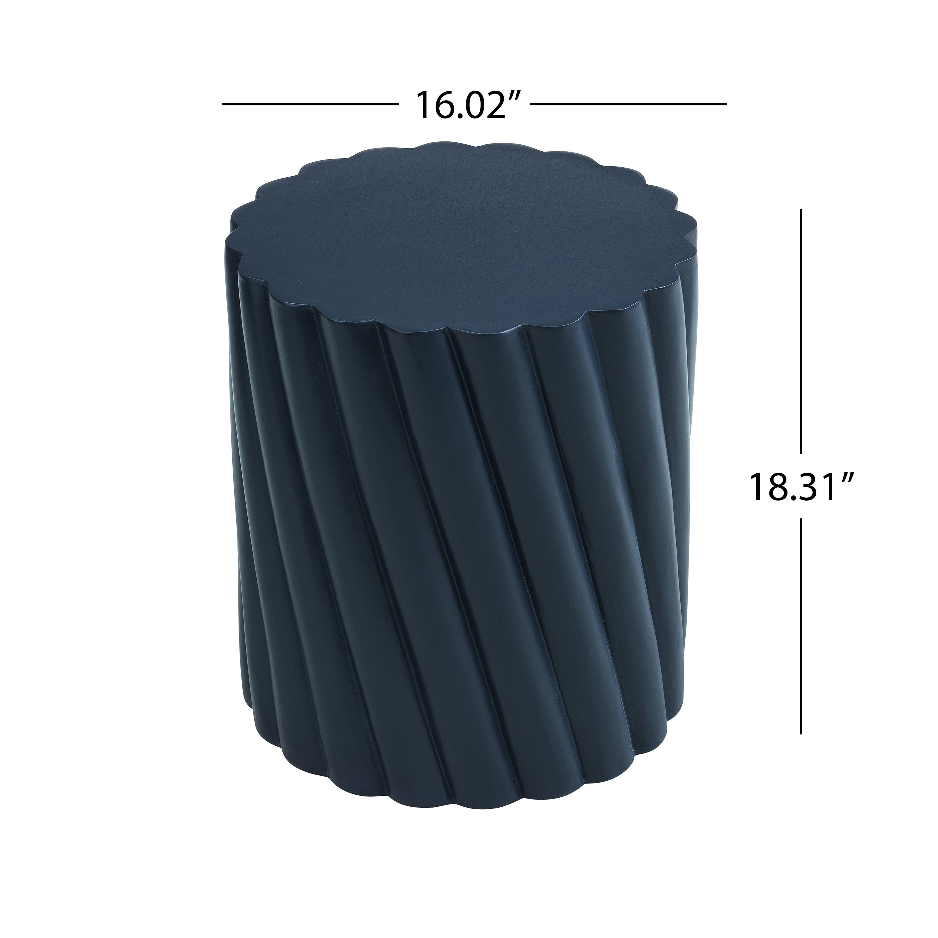 Table, Outdoor Navy Blue Fluted Design Table for Patio Balcony Garden, Navy Blue