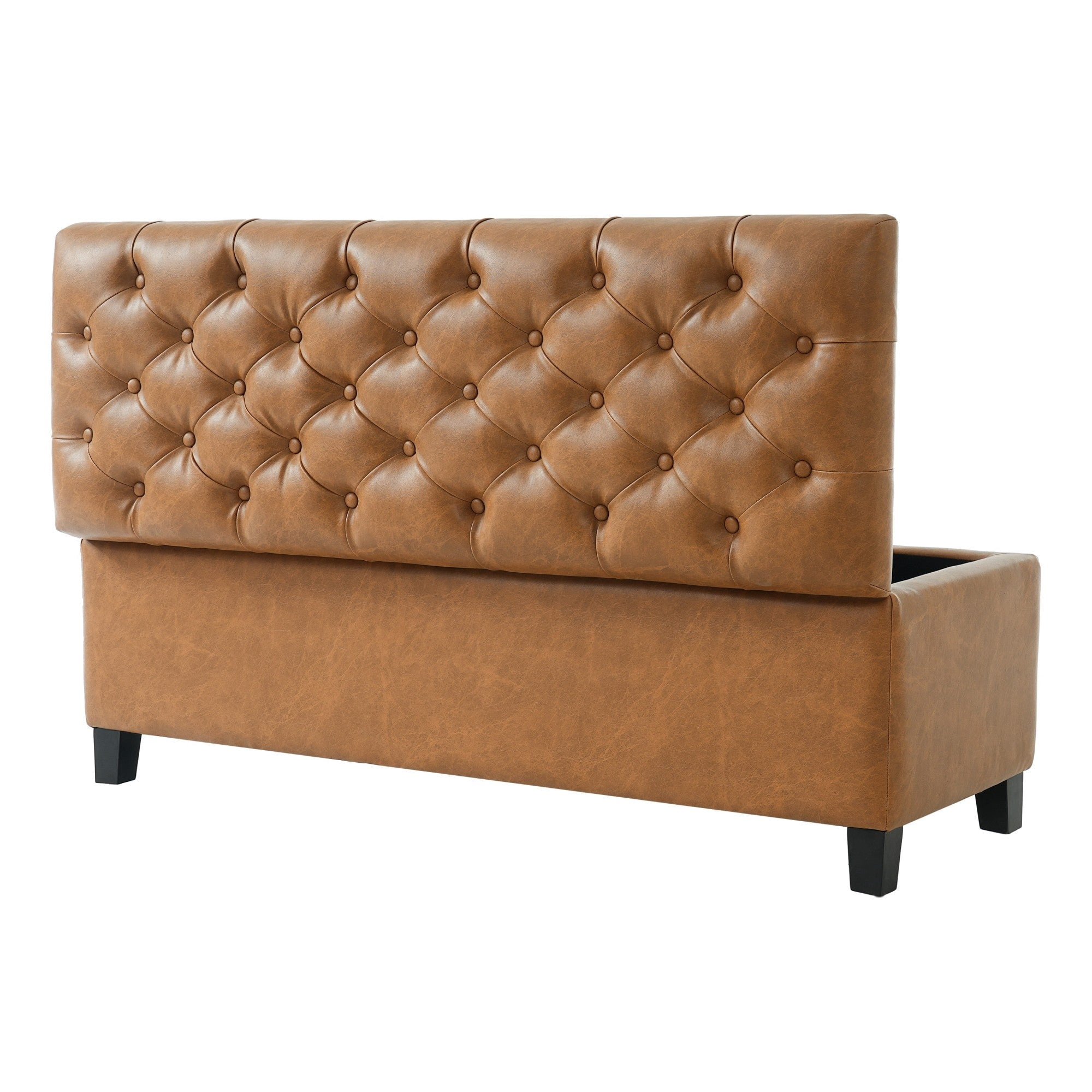Sailvan 51" Boucle Storage Ottoman Bench,Upholstered End of Bed Bench with Button Tufting and Rubber Wood Legs for Bedroom and Entryway Brown