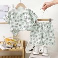 thumbnail image 2 of Xudanell Baby Outfits Girl Summer Tshirts Shorts Loose Stylish Two Piece Suit Girls Short Sleeved Outfit Home Clothes Green 2-3 Years, 2 of 4