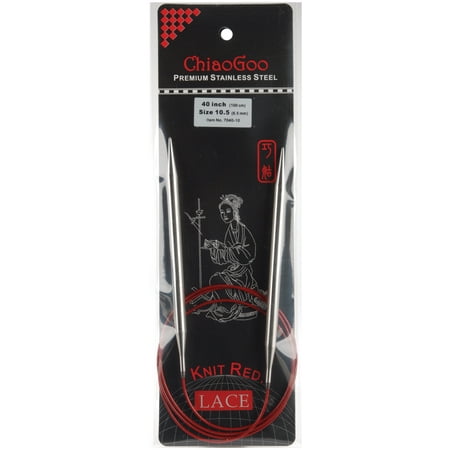 UPC: 0812208027877 | 40 Inch ChiaoGoo RED Lace Circular Knitting Needles