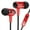 red, variant on GOgroove AudiOHM RNF Rasta Earbud Headphones with Handsfree Mic and Replaceable In-Ear Gels for Smartphones , Tablets , MP3 Players and More