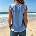 thumbnail image 4 of Rhuody Women'S Tops, Tees & Blouses V Neck Tank Tops Summer Loose Fit Solid Color Ruffle Blouse Wear Blue, 4 of 6