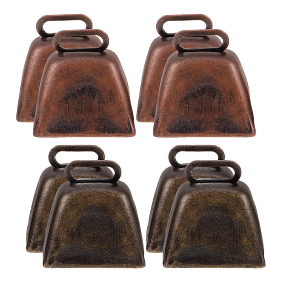 Luxshiny Assorted Mini Vintage Cow Bells for DIY Crafts Metal Decorative Bell Set Perfect for Events 8pcs
