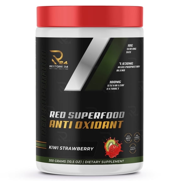 Restore 24 Nutrition Organic Reds Superfood Powder – Boosts Energy, Supports Heart & Immune Health, Antioxidant-Rich with Beet Root, Acai & Pomegranate, Kiwi Strawberry Flavor – 30 Servings