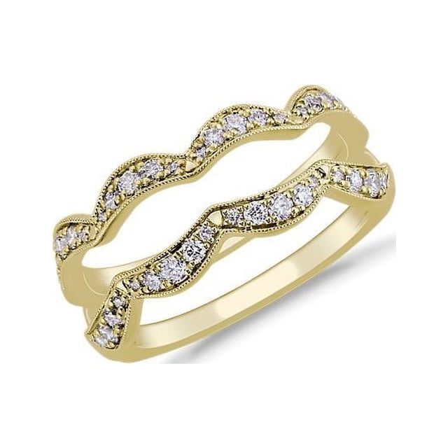 0.20 Carat Excellent Round Cut Real Diamond Latest Design Engagement Band for Ladies Solid 14K Yellow Gold Size 7.5