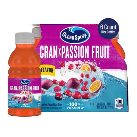 Ocean Spray Cranberry Passionfruit Juice Drink, 10 Fl Oz Bottle, 6 Count