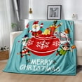 thumbnail image 3 of Merry Christmas Blanket Santa Claus Throw Blanket, Snowman Pattern Flannel Throw Super Soft Cozy Plush Xmas New Year Holiday Blanket for Couch Sofa Bed Gift Blanket(Blanket Xmas3002-80 x60), 3 of 4