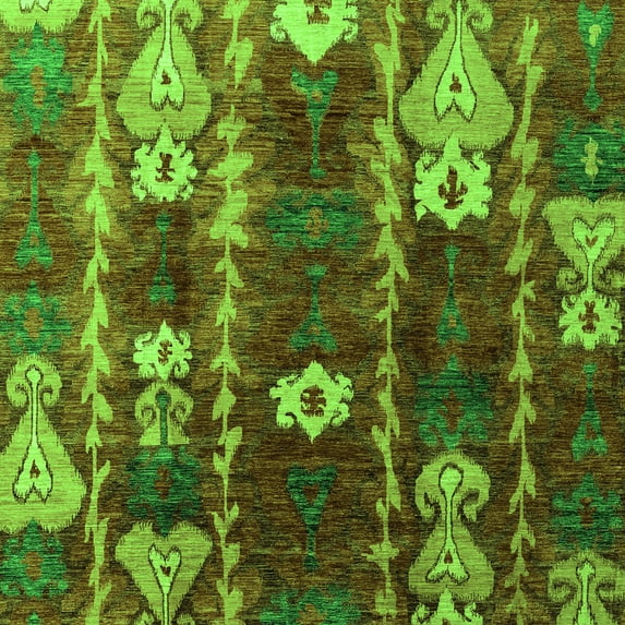 Ahgly Company Indoor Square Abstract Green Modern Area Rugs, 4' Square