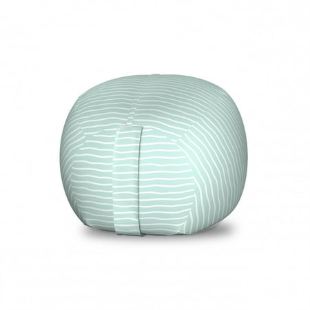 Mint Storage Toy Bag Chair  Wavy Pastel Stripes Uneven Lines Abstract White Bards Horizontal Winding Design  Stuffed Animal Organizer Washable Bag  Small Size  Almond Green  by Ambesonne
