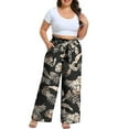 thumbnail image 4 of Cueply Women's Wide Leg Pants Plus Size Elastic Tie Knot Lounge Pants Loose Trousers with Pockets, 4 of 5