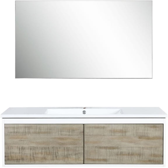 Lexora Home Scopi 48" Single Acrylic Top Bathroom Vanity with Mirror in Rustic