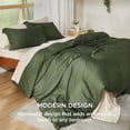thumbnail image 4 of Rayon Derived from Bamboo Duvet Cover King Size - Lightweight Silky Cooling Comforter Cover Set, Breathable & Moisture-Wicking Bedding Set, Olive Green, 4 of 4