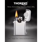 Classic Retro Soft-Flame Brass Kerosene Lighter,Refillable, Automatic Ignition, Safety Lock, Grinding Wheel, Swiss,Luxury, Collectible, Men's Gift, Thorens Gen 1 Single Claw Glossy with Brand Emblem
