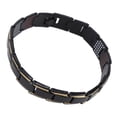 thumbnail image 3 of Pulsera magnética de acero de titanio para hombre y mujer, moderna pulsera de terapia magnética, regalo de joyería para fiesta (oro negro)., 3 of 14