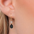 thumbnail image 3 of Gem Stone King 14K Yellow Gold Black Onyx and Lab Grown Diamond Earrings for Women | 1.83 Cttw | Gemstone December Birthstone | Pear Shape 8X5MM, 3 of 6