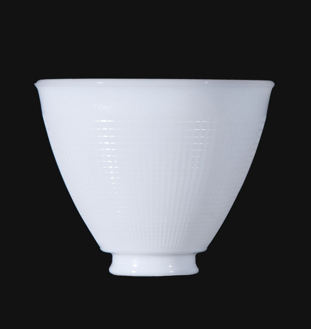 B&P Lamp 6 Inch Top Diameter I.E.S Style White Opal Glass Reflector Shade With Waffle Pattern Glass - Perfect Replacement for Antique Style Floor Lamps