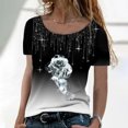 thumbnail image 2 of Dyegold Summer Tops for Women 2023 Trendy, Women Blouses and Tops Fashion Short Sleeve Rose Print Gradient Shirts Tee Casual Crewneck Summer Trendy ​Tunic Tops, 2 of 5