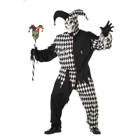 Adult Black/White Evil Jester Big & Tall Costume 48-52