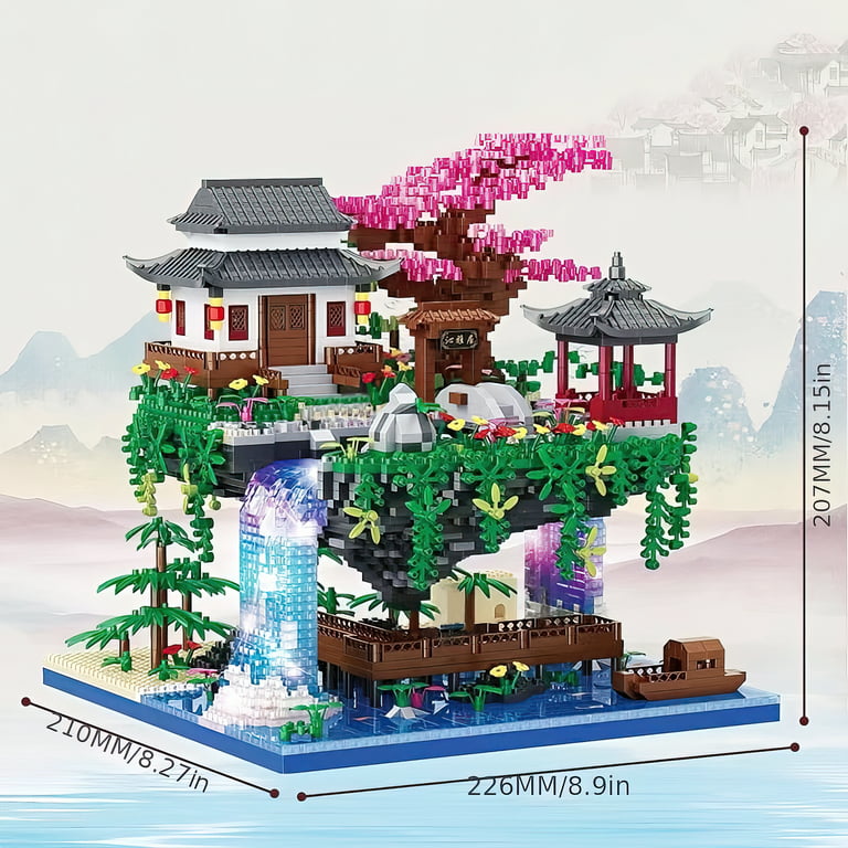 HI-Reeke Architecture Micro Mini Building Block Set Cherry Blossom House Bonsai  Kit Toy Multi Color 