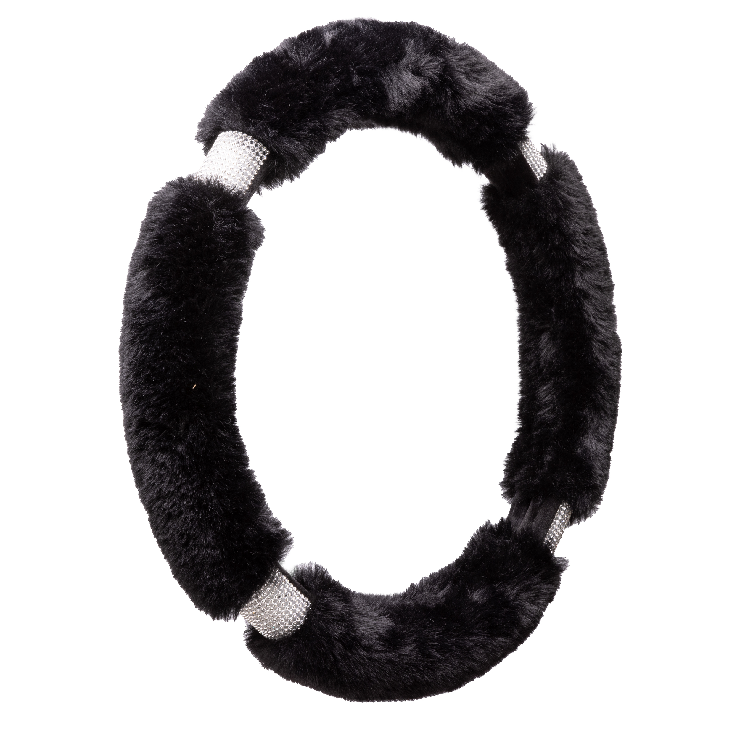 Auto Drive Black Fluffy Bling Faux Fur Steering Wheel Cover photo 3