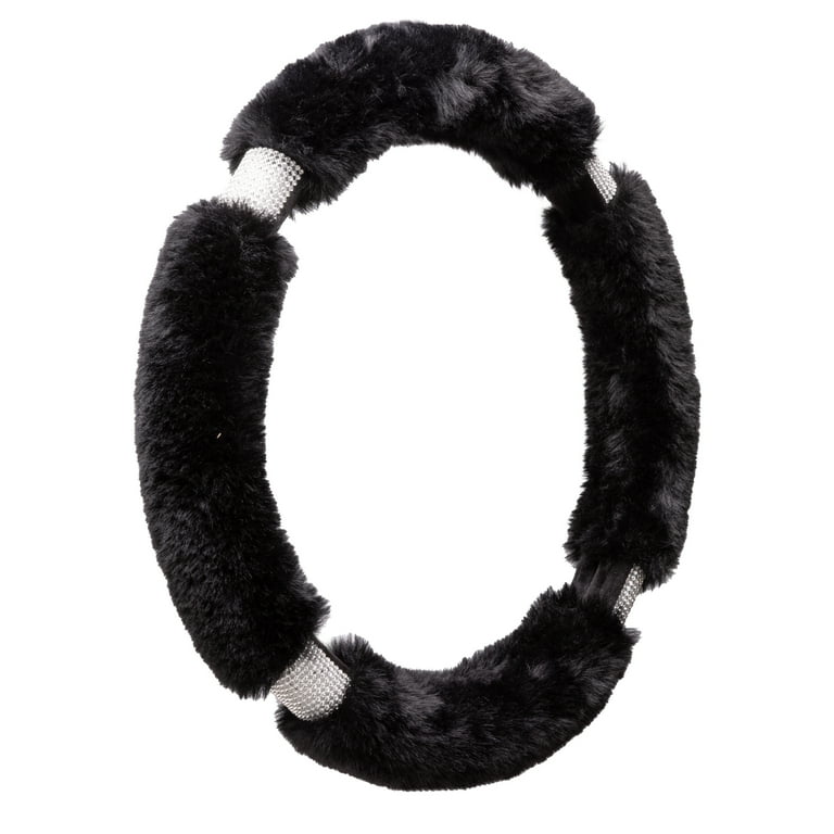 Auto Drive Black Fur Bling Steering Wheel Cover 34061PWDI 1.08