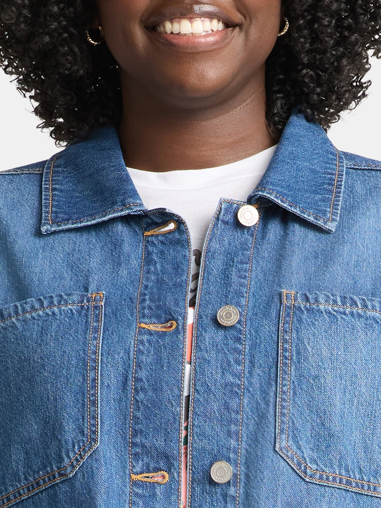 Terra & Sky Women's Plus Denim Utility Jacket, Sizes 0X-5X