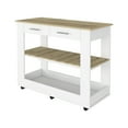 thumbnail image 6 of Cterwk Kitchen Island with 2 Open Shelves and 2 Drawer, Wood Top Kitchen Cart with Wheels and Drawer, White + Light Brown, 6 of 7
