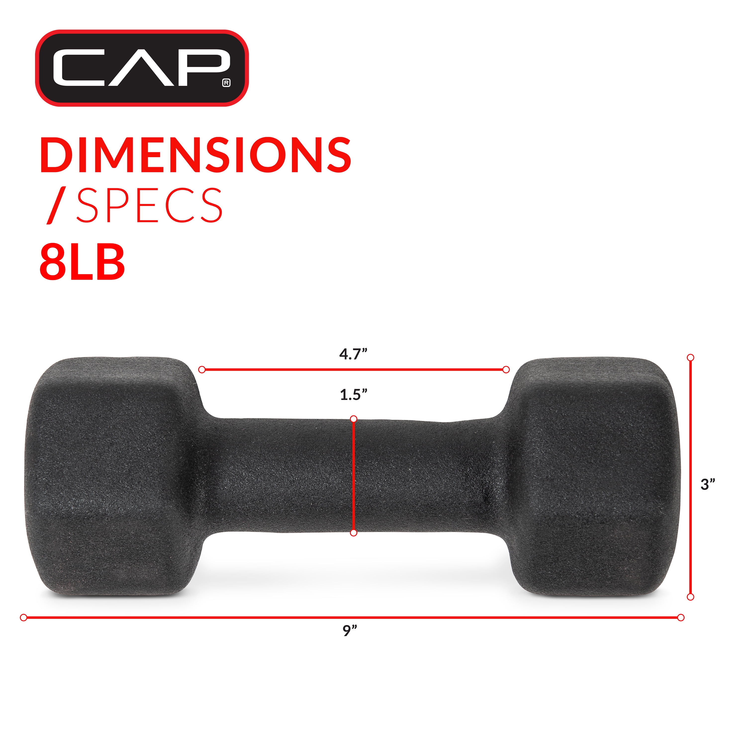 CAP Barbell 32 lb Neoprene Dumbbell Set with Rack, Black