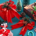 thumbnail image 3 of 12 Piezas de Lazos de Arpillera Navideños con Piñas, Agujas de Pino, Lazos de Cinta A Cuadros Navideños, Lazos para Decoración de Árboles de Navidad, 3 of 7
