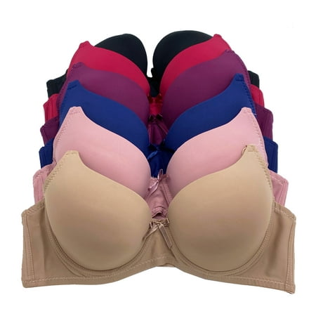 

6 pcs Max Lift Power Wired Add 2 Cup Sizes T-Shirt Double Push Up Bra B/C 40C (68061-floor)
