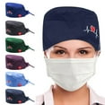 thumbnail image 1 of Women ECG Heart Embroidery Adjustable Dustproof Button Scrub Cap Bouffant Hat, 1 of 1